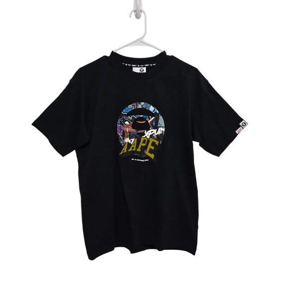 Aape by A BATHING APE Moonface logo print tee in Black - Size Small - Picture 2 of 10